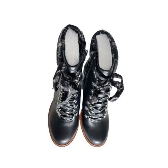 SUN STONE Womens Black Lace Up Octavia Round Toe Block Heel Hiking Boots 7 M - Picture 10 of 14